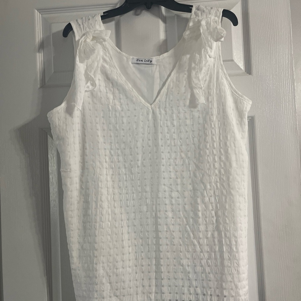 Zen Lily White Lattice B Neck Ladies XL